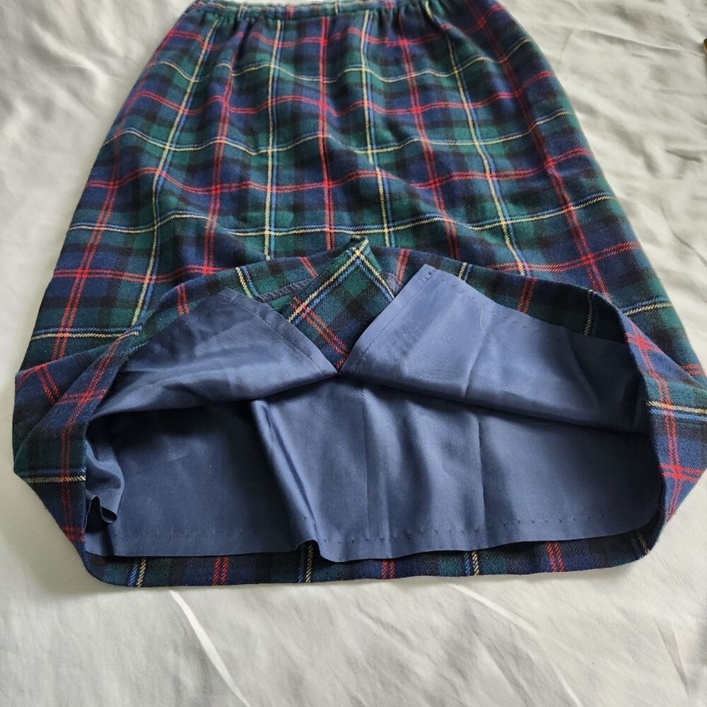 Vintage Pendleton Petite 100% Wool Plaid Pencil Midi Skirt Authentic Tartan - Picture 2 of 11